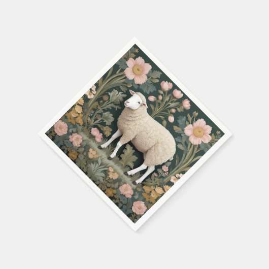Elegant White Sheep William Morris Inspiriert Serviette (Ecke)