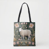 Elegant White Sheep William Morris Inspiriert Tasche (Vorderseite)