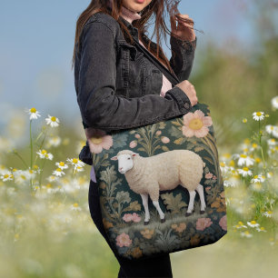 Elegant White Sheep William Morris Inspiriert Tasche
