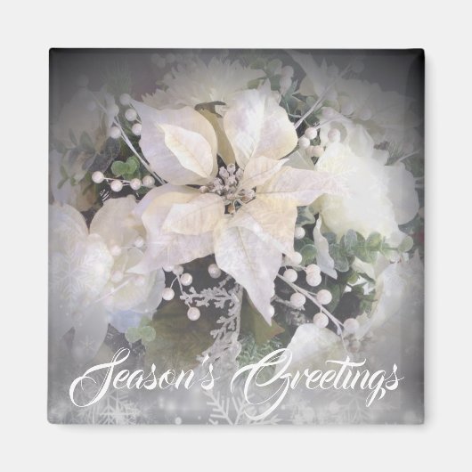 Elegant White & Silver Christmas Poinsettia Magnet (Vorne)