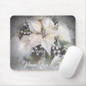 Elegant White & Silver Christmas Poinsettia Mousepad (Mit Mouse)