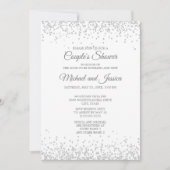 Elegant White Silver Glitzer Couple's Bridal Einladung (Vorderseite)