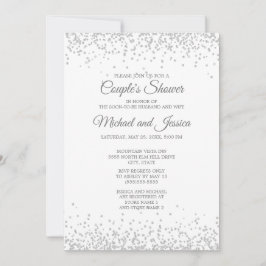 Elegant White Silver Glitzer Couple's Bridal Einladung