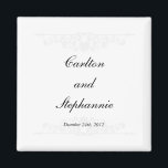 Elegant White/Silver Wedding Magnet Gefallen<br><div class="desc">2"x2" Quadrat Magnete für benutzerdefinierte Gefälligkeiten werden in hoher Qualität und in lebhaften Farben gedruckt. Ideal für Babyankündigungen,  rett-the-date-Erinnerungen,  Geschenke für Familie und Freunde oder sogar großartige Werbeaktionen für jedes Unternehmen. Kleben Sie sie auf Ihren Kühlschrank,  Aktenschrank,  Geschirrspüler oder Ihre eigene Lieblingsplatte aus Metall.</div>