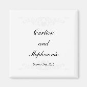 Elegant White/Silver Wedding Magnet Gefallen (Vorne)