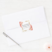 Elegant White Simple Pink Rose Gold Quinceñera Quadratischer Aufkleber (Umschlag)