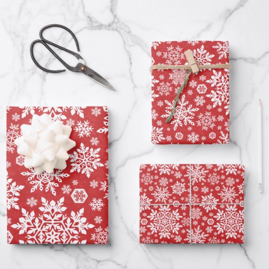 Elegant White Snowflake (Cranberry) Geschenkpapier Set (Vorderseite)