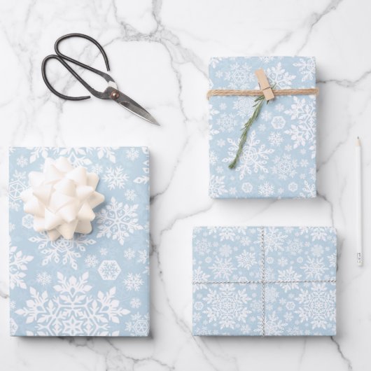 Elegant White Snowflake (Frost Blue) Geschenkpapier Set (Vorderseite)