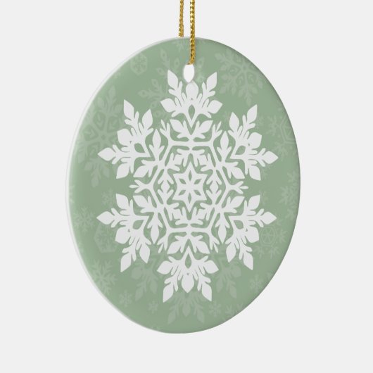 Elegant White Snowflake (Sage Pine) Keramik Ornament (Rechts)