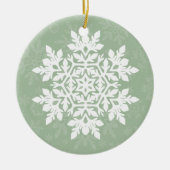 Elegant White Snowflake (Sage Pine) Keramik Ornament (Vorne)