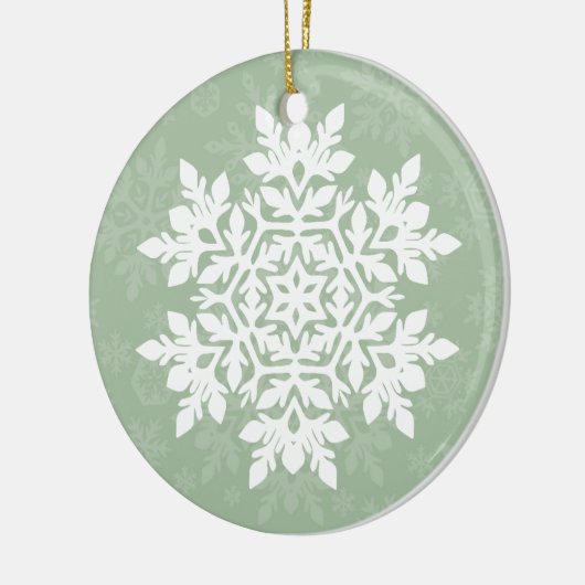 Elegant White Snowflake (Sage Pine) Keramik Ornament (Links)