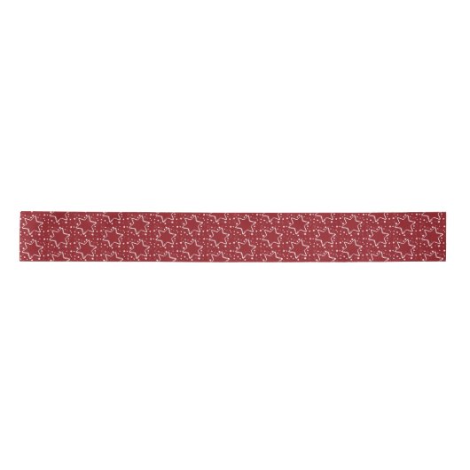 Elegant White Stary Red Christmas Satinband (Vorderseite)