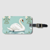 Elegant white swan floral blue gepäckanhänger (Vorderseite (Horizontal))