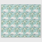 Elegant white swan floral blue geschenkpapier (Flach)