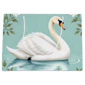Elegant white swan floral blue große geschenktüte (Vorderseite)