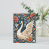Elegant White Swan William Morris Inspirierte flor Postkarte (Stehend Vorderseite)
