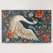 Elegant White Swan William Morris Inspirierte flor Puzzle (Horizontal)