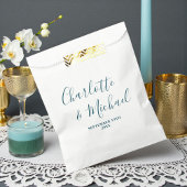 Elegant White & Teal Script Minimalist Wedding Geschenktütchen