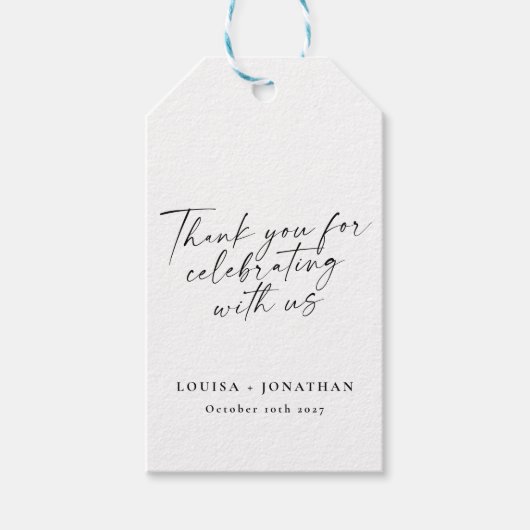 Elegant White Trendy Script Custom Vielen Dank Geschenkanhänger (Vorderseite)