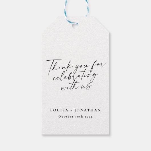 Elegant White Trendy Script Custom Vielen Dank Geschenkanhänger (Rückseite)