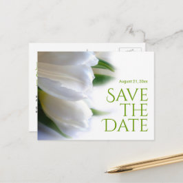 Elegant White Tulips Save the Date Ankündigungspostkarte