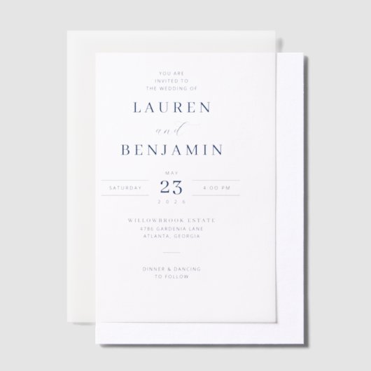 Elegant White Typographic Pergament Einladungen (Versetzt)