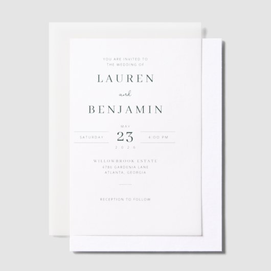Elegant White Typographic Pergament Einladungen (Versetzt)