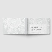 Elegant White Vintage Lace Wedding Gästebuch (Voll)