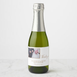 Elegant White Wedding Danke Foto Schaumweinetikett