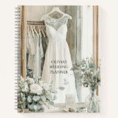 Elegant White Wedding Dress Floral Wedding Planner Notizblock (Vorderseite)