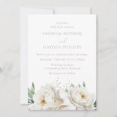 Elegant White Wedding Flowers Wedding Invitation Einladung (Vorderseite)