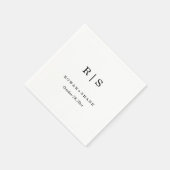 Elegant White Wedding Napkin mit Black Monogram Serviette (Ecke)