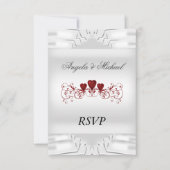 Elegant White Wedding RSVP Red Hearts (Vorderseite)