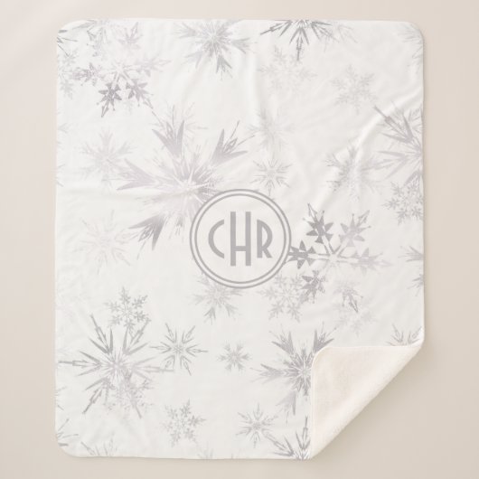Elegant White Winter Snowflakes Sherpadecke (Vorderseite)