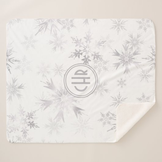 Elegant White Winter Snowflakes Sherpadecke (Vorderseite (Horizontal))