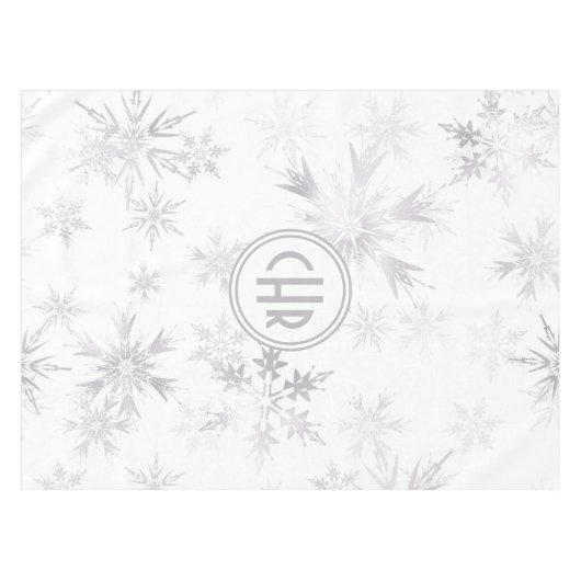 Elegant White Winter Snowflakes Tischdecke (Vorderseite (Horizontal))
