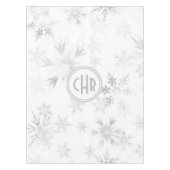 Elegant White Winter Snowflakes Tischdecke (Vorderseite)