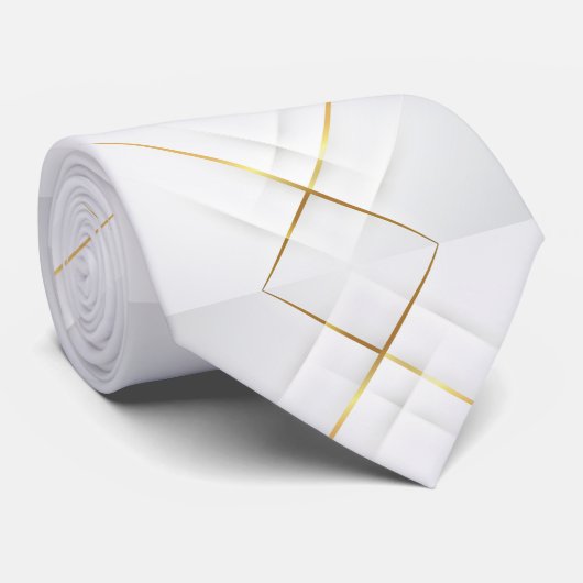 Elegant White with Gold Accent Men’s Necktie Krawatte (Gerollt)