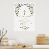 Elegant WhiteLily Wild Rose Welcome Baptism Sign Poster (Küche)