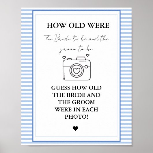 Elegant Wie alt waren sie Brautparty Game-Zeichen Poster (Vorne)