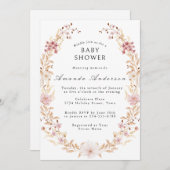 Elegant Wild Blume Babydusche Einladung (Vorne/Hinten)