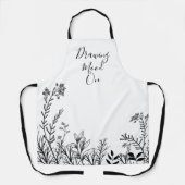 Elegant Wild Blume Doodles Schürze (Vorderseite)