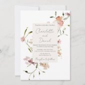 Elegant Wild Blume Hochzeit Einladung (Vorderseite)