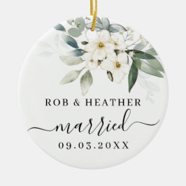 Elegant Wild Blume Personalisiert Verheiratet neu  Keramik Ornament
