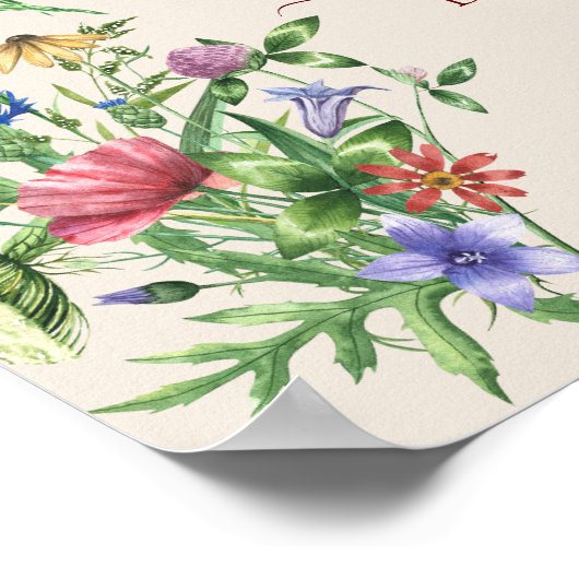Elegant Wild Blume Rehearsal Diner Willkommen Poster (Ecke)