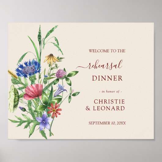 Elegant Wild Blume Rehearsal Diner Willkommen Poster (Vorne)