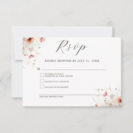 Elegant Wild Blume UAWG Response Card RSVP Karte (Vorderseite)