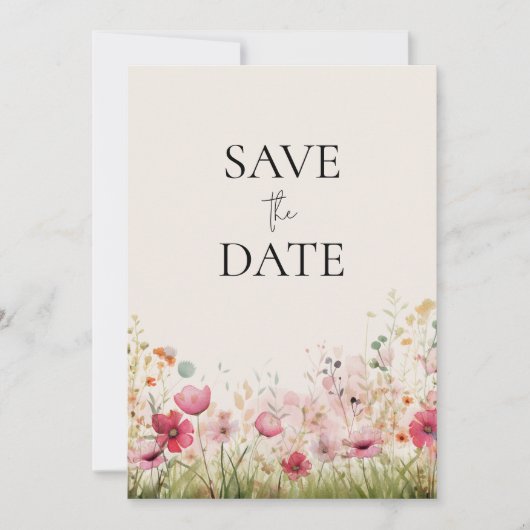 Elegant Wild Blume Wedding Save The Date (Vorderseite)