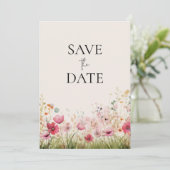 Elegant Wild Blume Wedding Save The Date (Stehend Vorderseite)