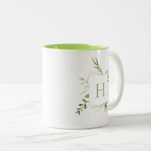 Elegant Wild Botanical Monogram Zweifarbige Tasse (VorderseiteRechts)